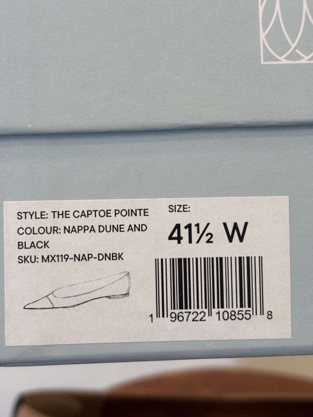 Margaux Captoe Pointe Dune and Black Nappa Leather Flats - 41.5 9.5/10 Wide - Picture 8 of 8